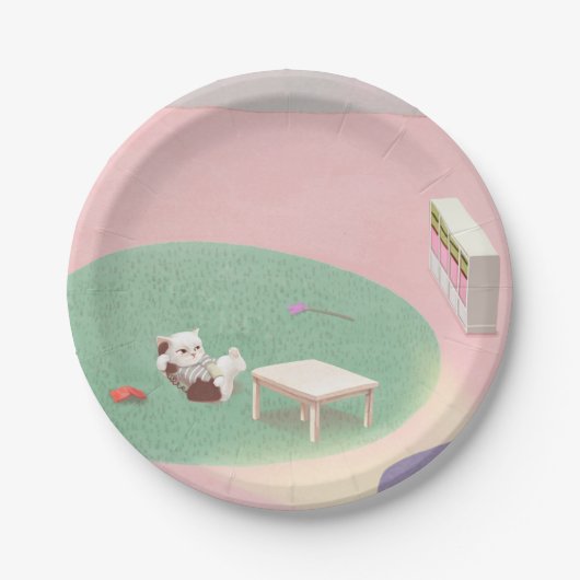 Ontspannen Kitten in de woonkamer Papieren Bordje (Voorkant)