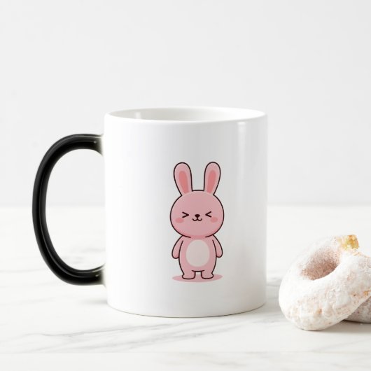 Ontspannen Konijn Minimale Kawaii Stijl Magische Mok (Met donut)