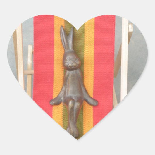 Ontspannen Konijn Vector Kunstwerk Print Design Hart Sticker (Voorkant)