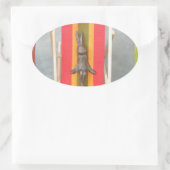 Ontspannen Konijn Vector Kunstwerk Print Design Ovale Sticker (Tas)