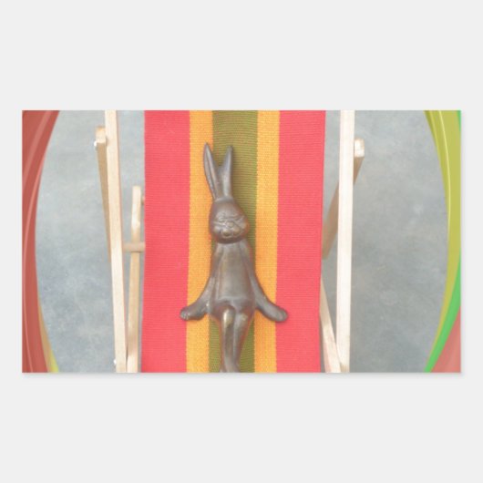Ontspannen Konijn Vector Kunstwerk Print Design Rechthoekige Sticker (Voorkant)