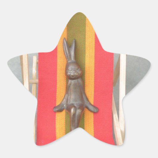 Ontspannen Konijn Vector Kunstwerk Print Design Ster Sticker (Voorkant)