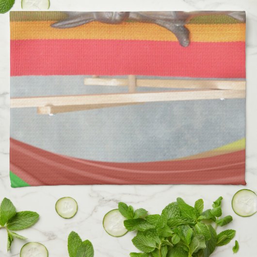 Ontspannen Konijn Vector Kunstwerk Print Design Theedoek (Gevouwen)