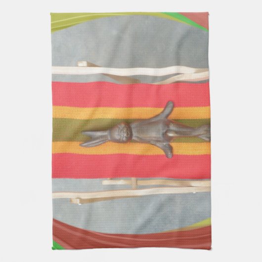 Ontspannen Konijn Vector Kunstwerk Print Design Theedoek (Verticaal)