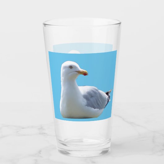 Ontspannen kustmeeuw liggend wildlife kunst glas (Voorkant)