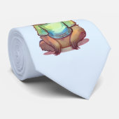 Ontspannen lachende luiaard zitten met gekruiste b stropdas (Opgerold)