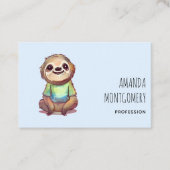 Ontspannen lachende luiaard zitten met gekruiste b visitekaartje (Voorkant)