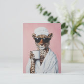Ontspannen Leopard Morning Vibes Briefkaart (Staand voorkant)