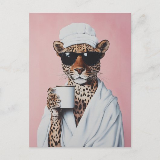Ontspannen Leopard Morning Vibes Briefkaart (Voorkant)
