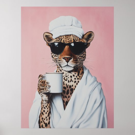 Ontspannen Leopard Morning Vibes Poster (Voorkant)