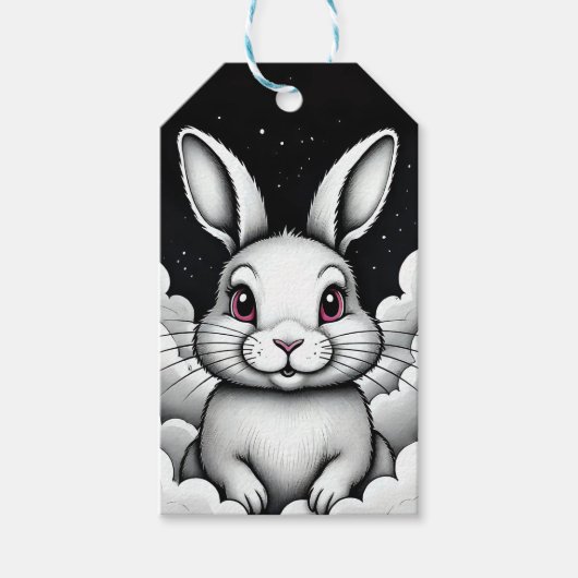 Ontspannen luchtvibes Hemelse Bunny Cadeaulabel (Voorkant)