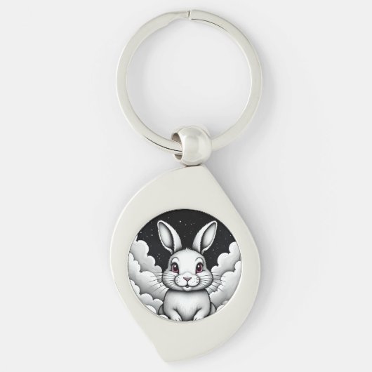 Ontspannen luchtvibes Hemelse Bunny Sleutelhanger (Voorkant)