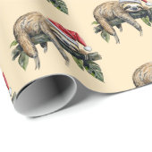 Ontspannen luiaard met een kerst pet 1 cadeaupapier (Rol Hoek)