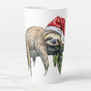 Ontspannen luiaard met een kerst pet 1 latte mok