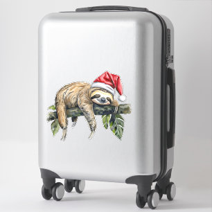 Ontspannen luiaard met een kerst pet 1 sticker
