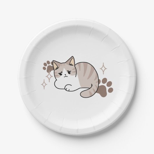 Ontspannen & Luie Vibes voor Cat Lovers Design Papieren Bordje (Voorkant)