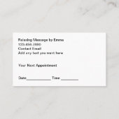 Ontspannen Massage Afspraak Herinnering Kaarten Afsprakenkaartje (Achterkant)