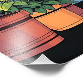 Ontspannen met koffie, Planten en katten Foto Afdruk (Hoek)