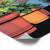 Ontspannen met koffie, Planten en katten Poster (Hoek)