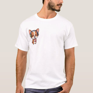 Ontspannen Muziekminnende Corgi Puppy die Frisdran T-shirt