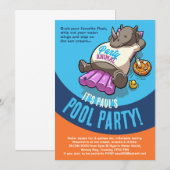 Ontspannen Neushoorn Op Opblaasbaar Zwembad Feest Kaart (Voorkant / Achterkant)