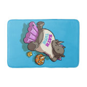 Ontspannen neushoornbad tijd grappig stripfiguur badmat (Voorkant)