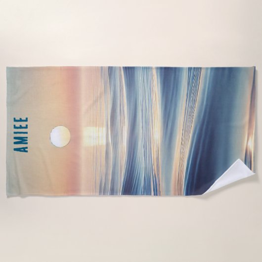 Ontspannen oceaan en zonsopgang strandlaken (Voorkant)