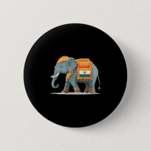 Ontspannen olifant in Indiase kleuren kostuum Ronde Button 5,7 Cm