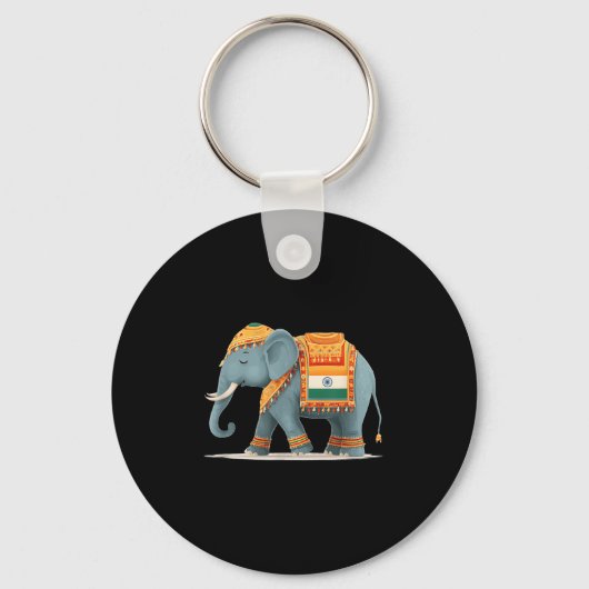 Ontspannen olifant in Indiase kleuren kostuum Sleutelhanger (Voorkant)
