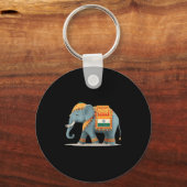 Ontspannen olifant in Indiase kleuren kostuum Sleutelhanger (Voorkant)