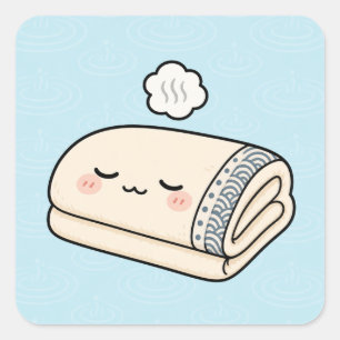 Ontspannen Onsen Handdoek Vierkante Sticker