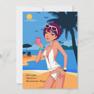 Ontspannen op het strand Bachelorette Party Invita Kaart