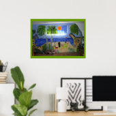 Ontspannen op het strand (het hele afbeelding) poster (Thuiskantoor)