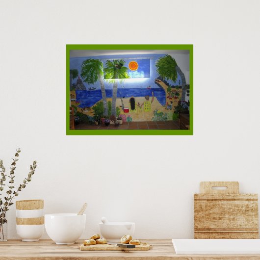 Ontspannen op het strand (het hele afbeelding) poster (Keuken)