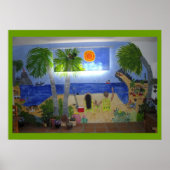 Ontspannen op het strand (het hele afbeelding) poster (Voorkant)