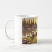 Ontspannen paaspicknick bij het meer koffiemok (Links)