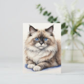 Ontspannen Ragdoll Cat Illustratie Gezellig Huisdi Briefkaart (Staand voorkant)