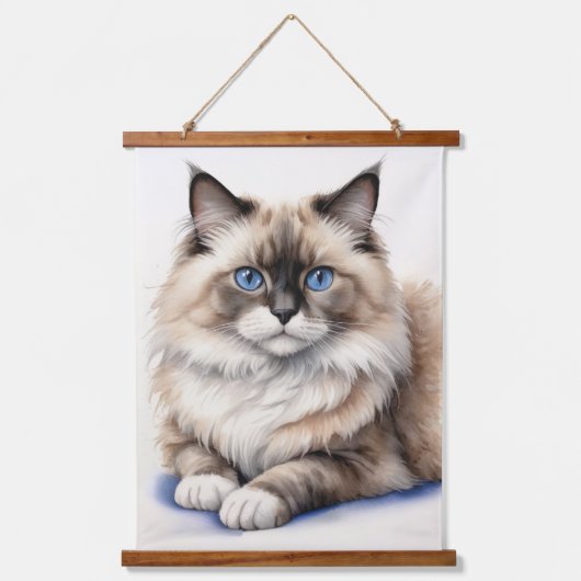 Ontspannen Ragdoll Cat Illustratie Gezellig Huisdi Hangend Wandkleed (Voorkant)