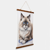 Ontspannen Ragdoll Cat Illustratie Gezellig Huisdi Hangend Wandkleed (Gebogen)