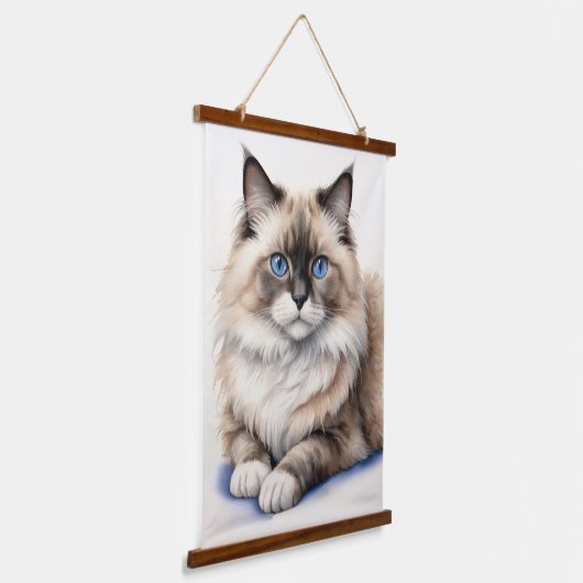 Ontspannen Ragdoll Cat Illustratie Gezellig Huisdi Hangend Wandkleed (Gebogen)