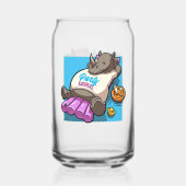 Ontspannen Rhino Party Animal Funny Cartoon Blikvorm Glas (Voorkant)