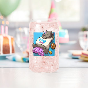 Ontspannen Rhino Party Animal Funny Cartoon Blikvorm Glas