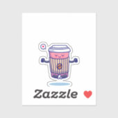 Ontspannen Schattigee koffiebeker in meditatie Sticker (Vel)