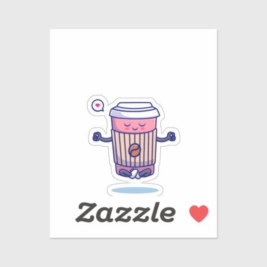 Ontspannen Schattigee koffiebeker in meditatie Sticker (Vel)
