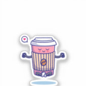 Ontspannen Schattigee koffiebeker in meditatie Sticker (Voorkant)