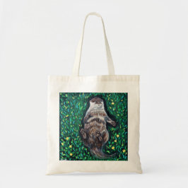 Ontspannen schilderij van een rivierotter tote bag