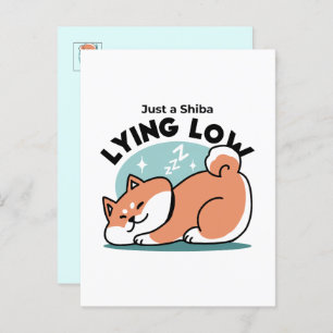 Ontspannen Shiba Inu Art: gewoon een Shiba die laa Briefkaart
