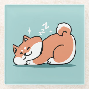 Ontspannen Shiba Inu Art: gewoon een Shiba die laa Glazen Onderzetter
