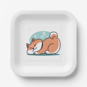 Ontspannen Shiba Inu Art: gewoon een Shiba die laa Papieren Bordje (Voorkant)
