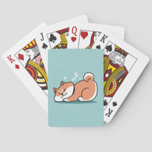 Ontspannen Shiba Inu Art: gewoon een Shiba die laa Pokerkaarten